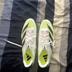 Adidas White and Lime Green Athletic Cleats